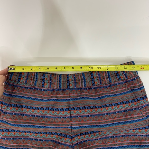 J. Crew Boho Tribal Striped Multi Thick Shorts Orange Blue Multi Like New Size 4 - Picture 9 of 13
